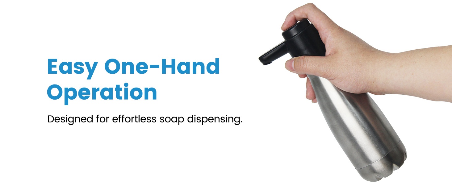 One-hand operation of FEEGOO FG1001 countertop soap dispenser for smooth daily dispensing.